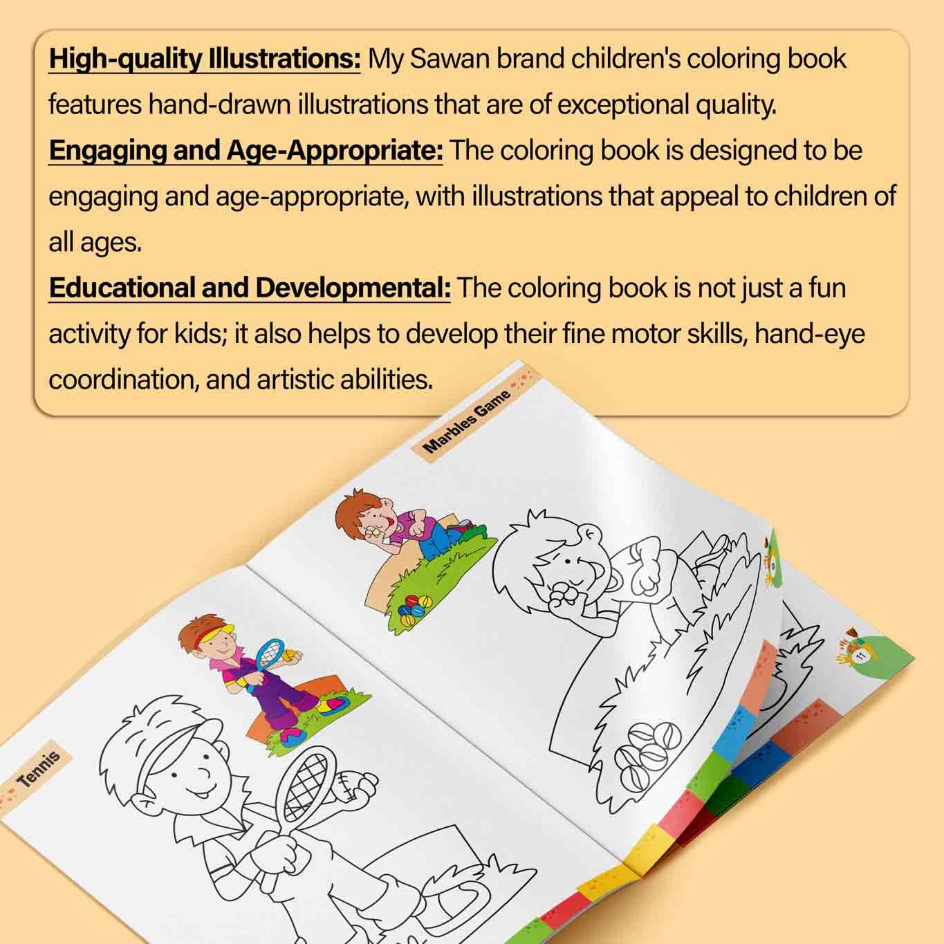 Colouring Book of Games & Sports | Colouring Boos For Children | Kids Colouring Book - Image 4