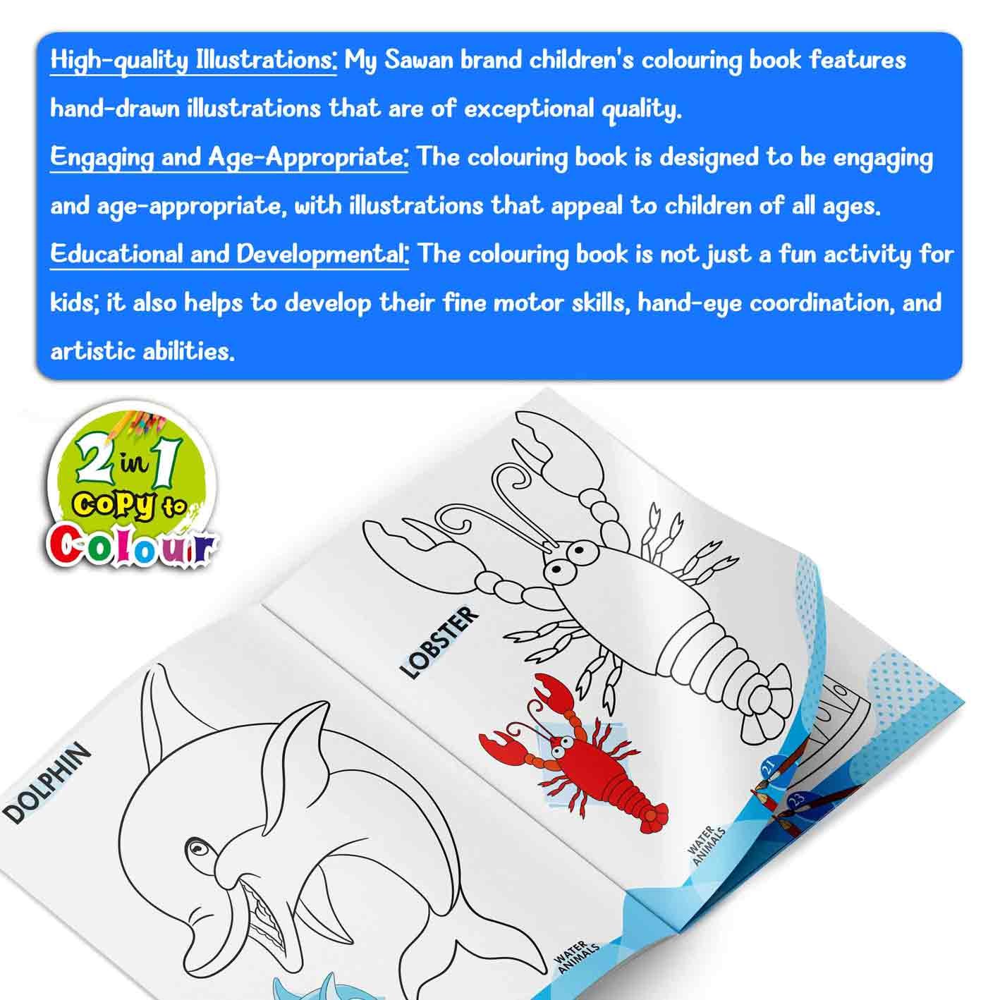 2 In 1 Copy To Colour Flowers and Water Animals - Image 4