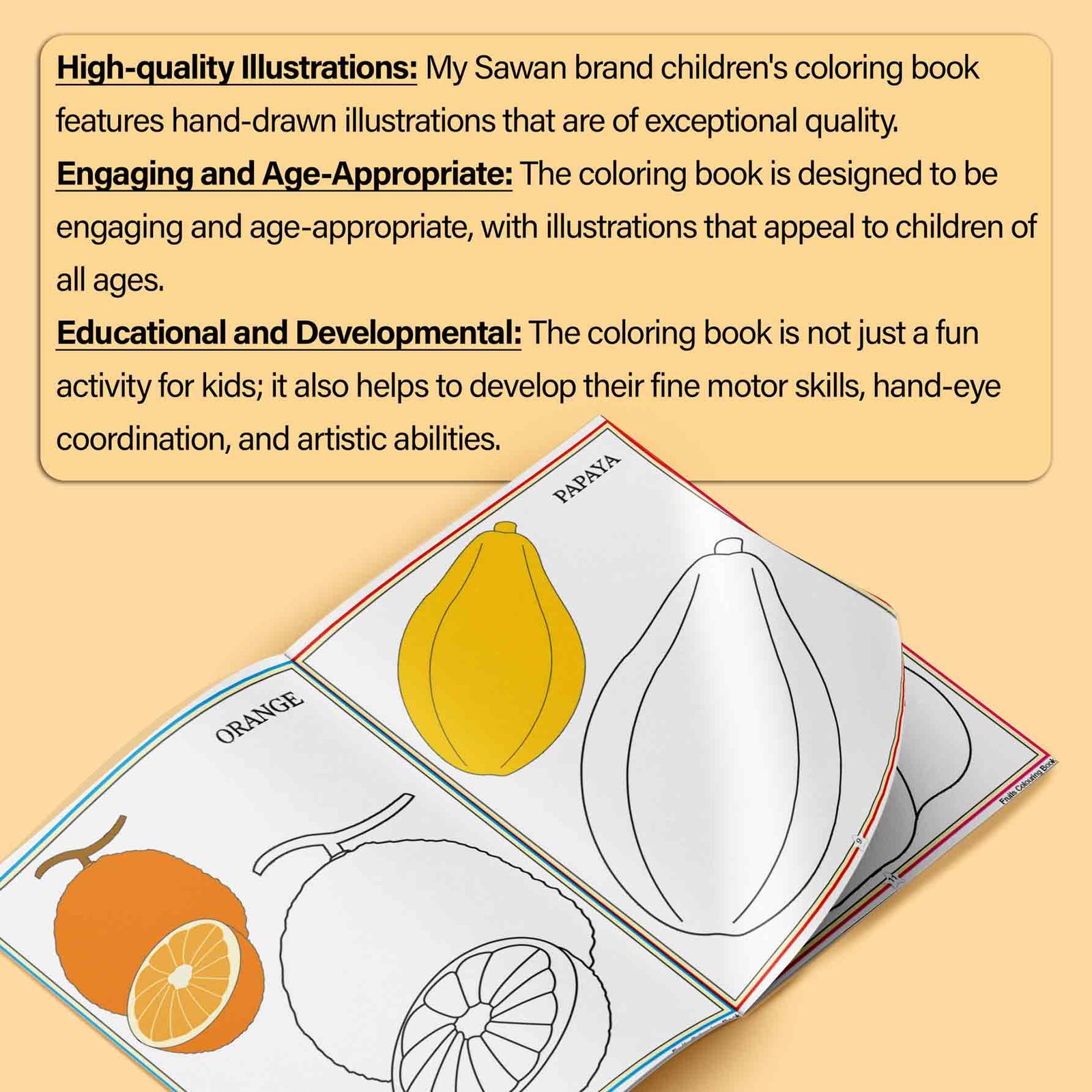 Fruits Colouring Book | Colouring Books For Children | Kids Colouring Book - Image 5