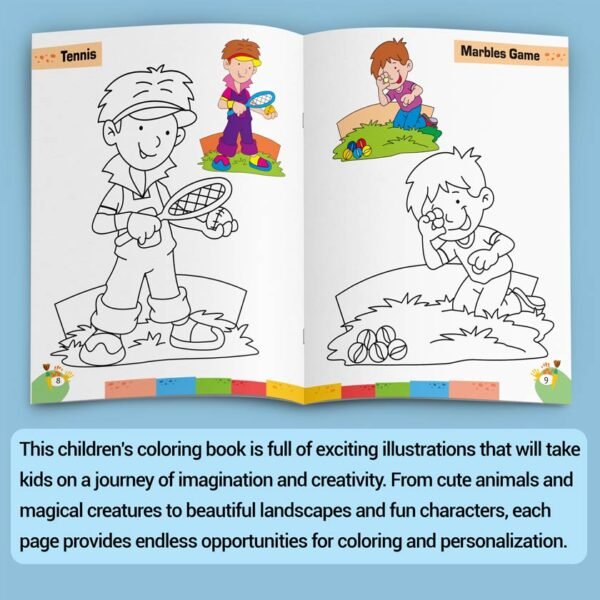 Colouring Book of Games & Sports | Colouring Boos For Children | Kids Colouring Book - Image 4
