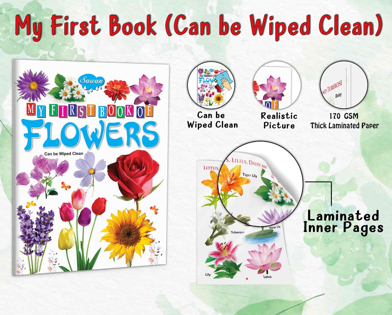 My First Book of Flowers | My First Book (Can be Wiped Clean) - Image 3