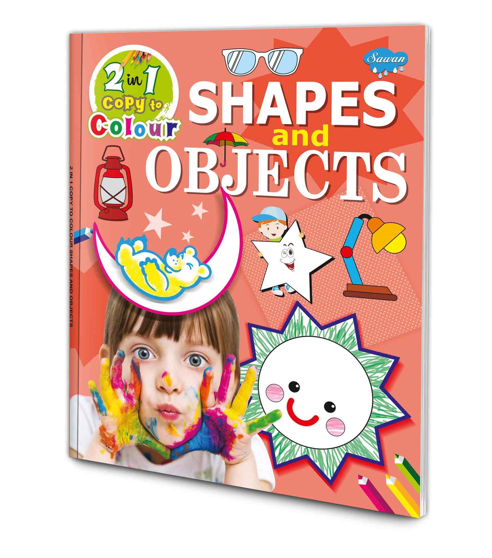 2 in 1 Shapes and Objects Book Shapes Drawing and Colouring Book Copy and Colour Book for Kids Objects Copy to Colour Book Kids Shapes and Objects Book