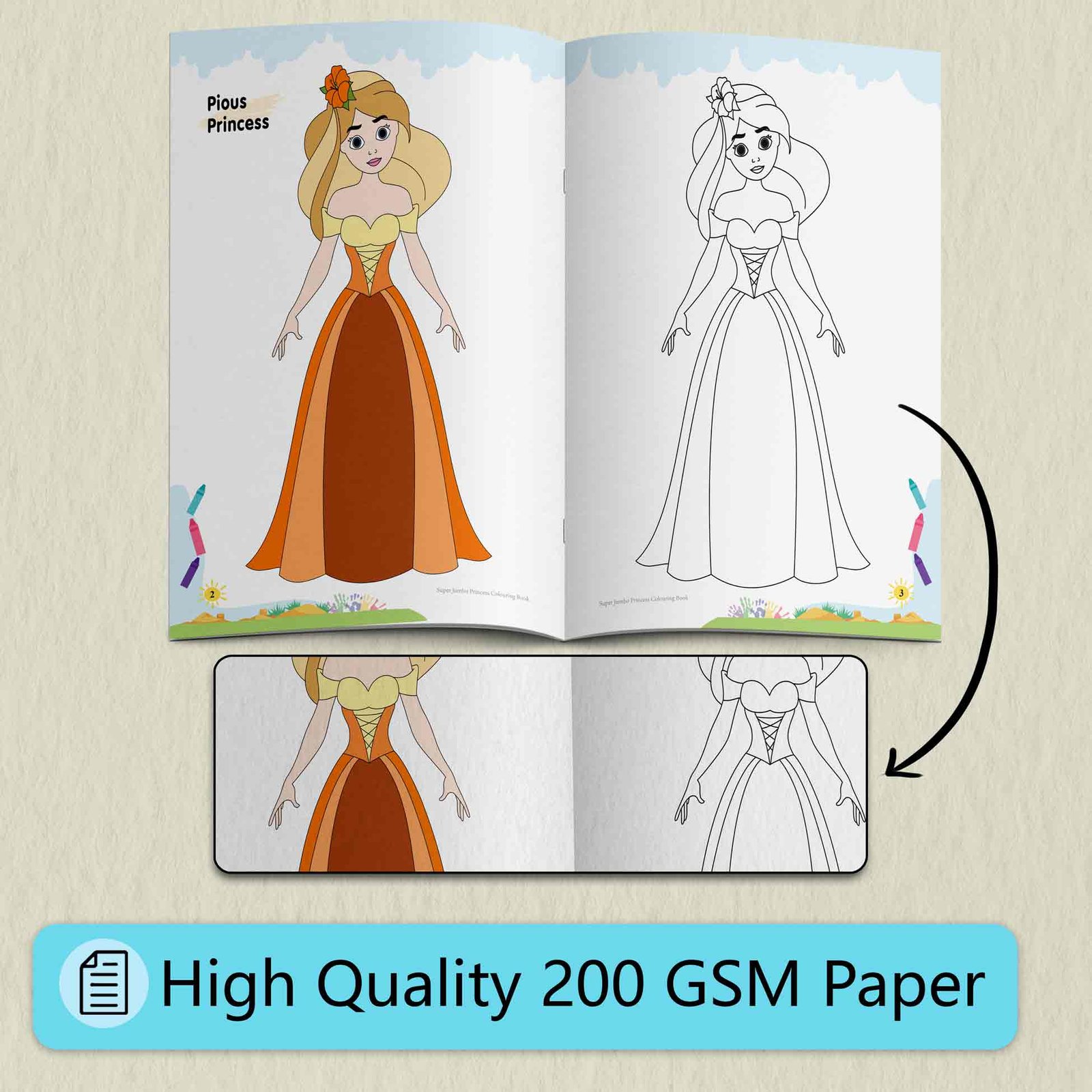 Super Jumbo Princess Colouring Book | Super Jumbo Colouring Book - Image 3