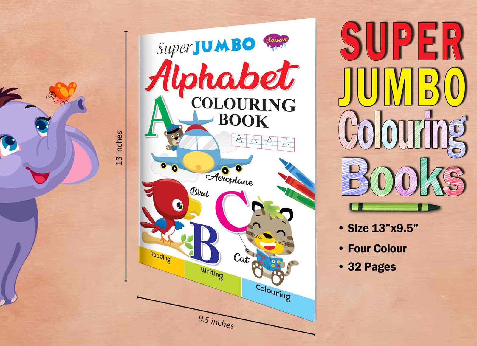 Super Jumbo Alphabet Colouring Book (Reading, Writing, Colouring) | Super Jumbo Colouring Book - Image 5