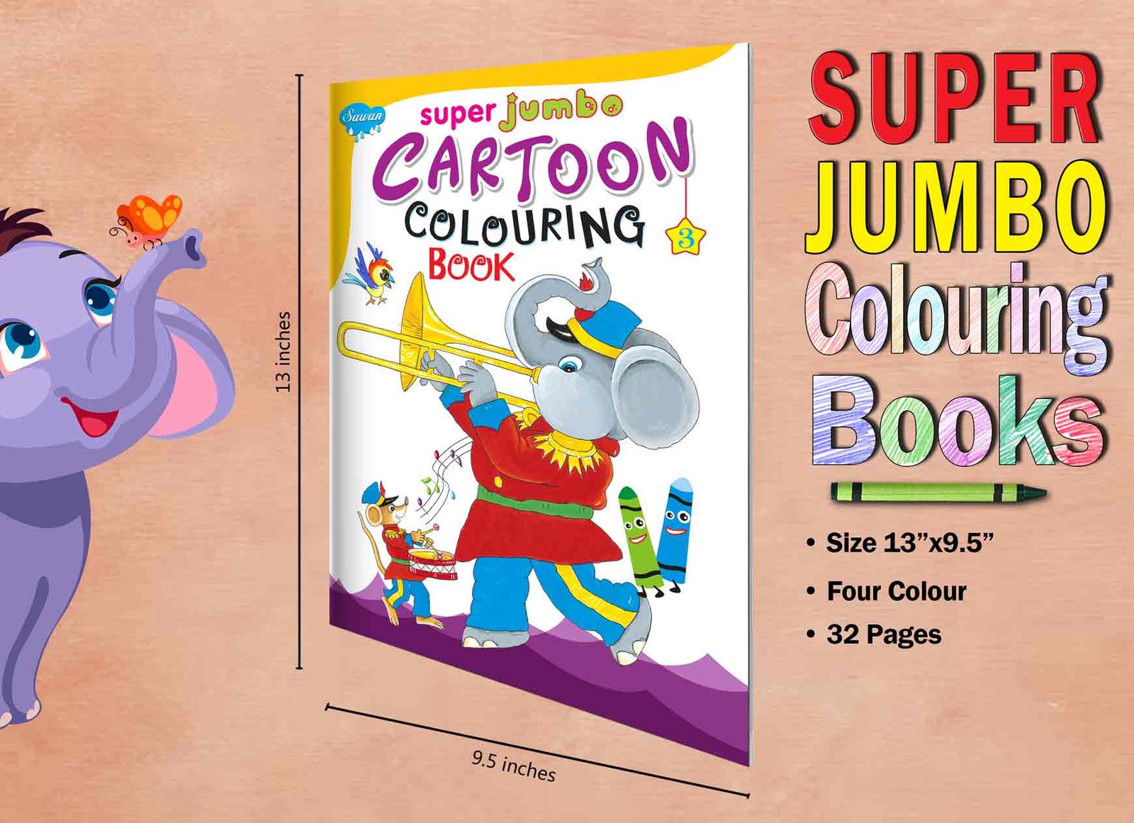 Super Jumbo Cartoon Colouring Book-3 - Image 5