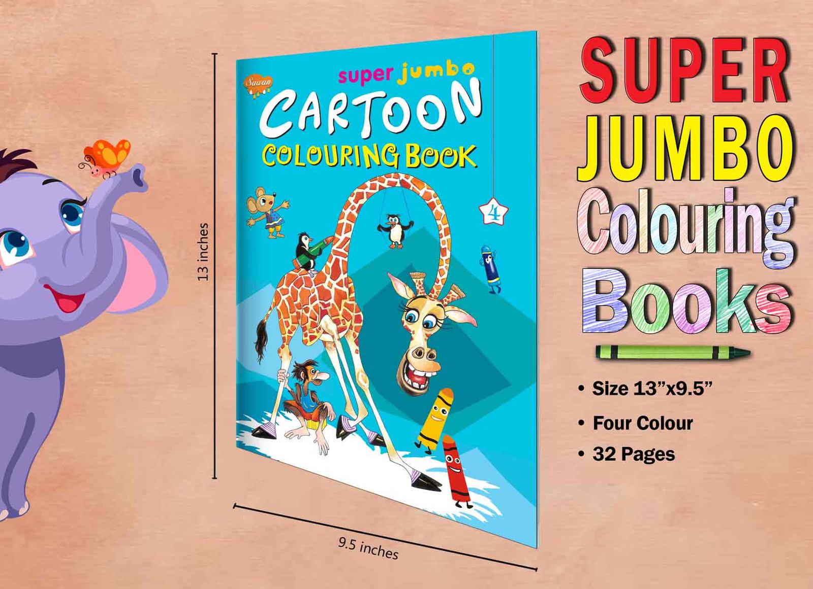 Super Jumbo Cartoon Colouring Book-4 | Super Jumbo Colouring Book - Image 5