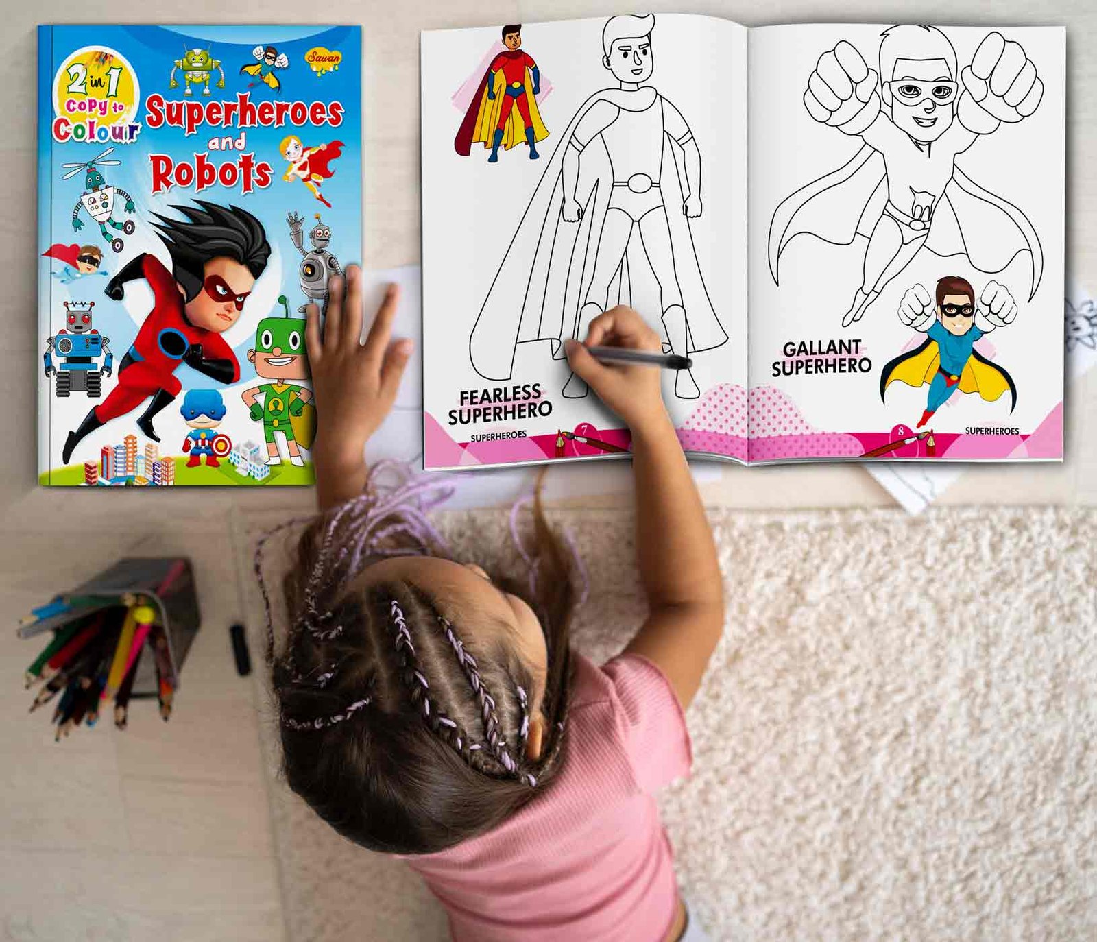 2 In 1 Copy to Colour Superheroes and Robots - Image 3