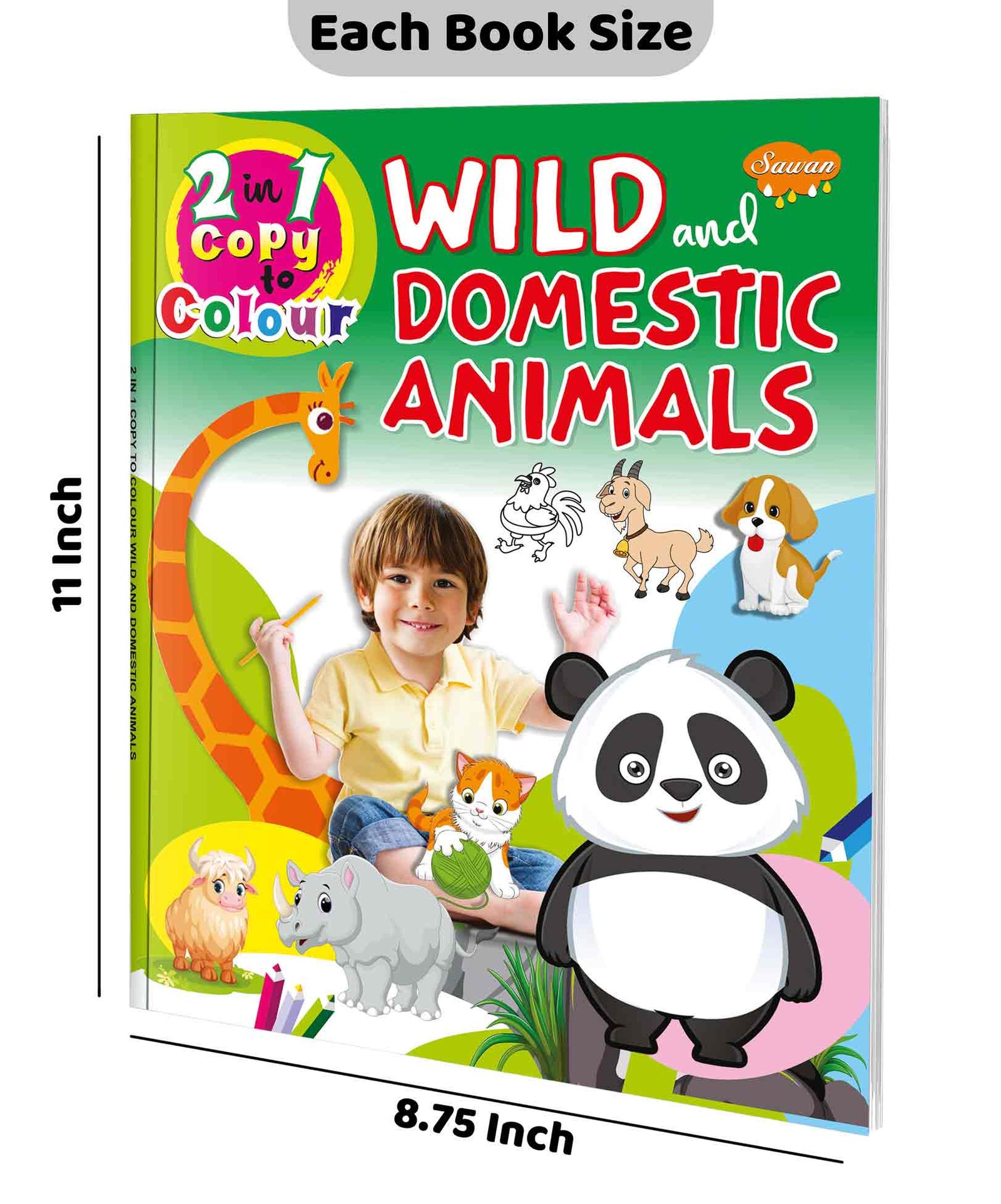 2 In 1 Copy to Colour Wild and Domestic Animals - Image 2