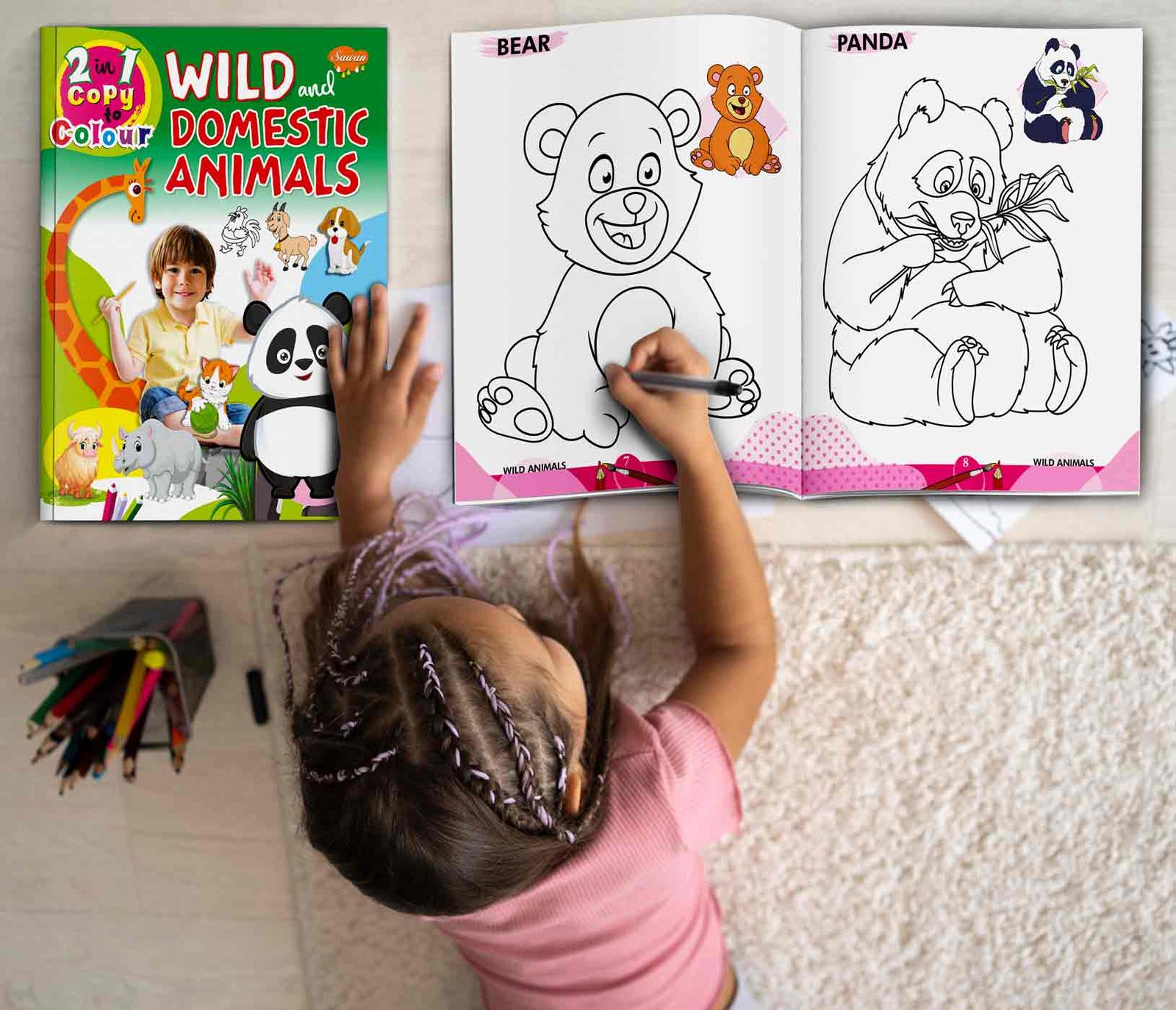 2 In 1 Copy to Colour Wild and Domestic Animals - Image 3