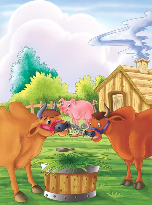 Two Oxen and the Pig