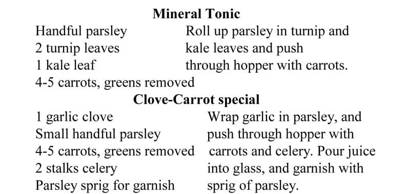 healthy juice table recipes