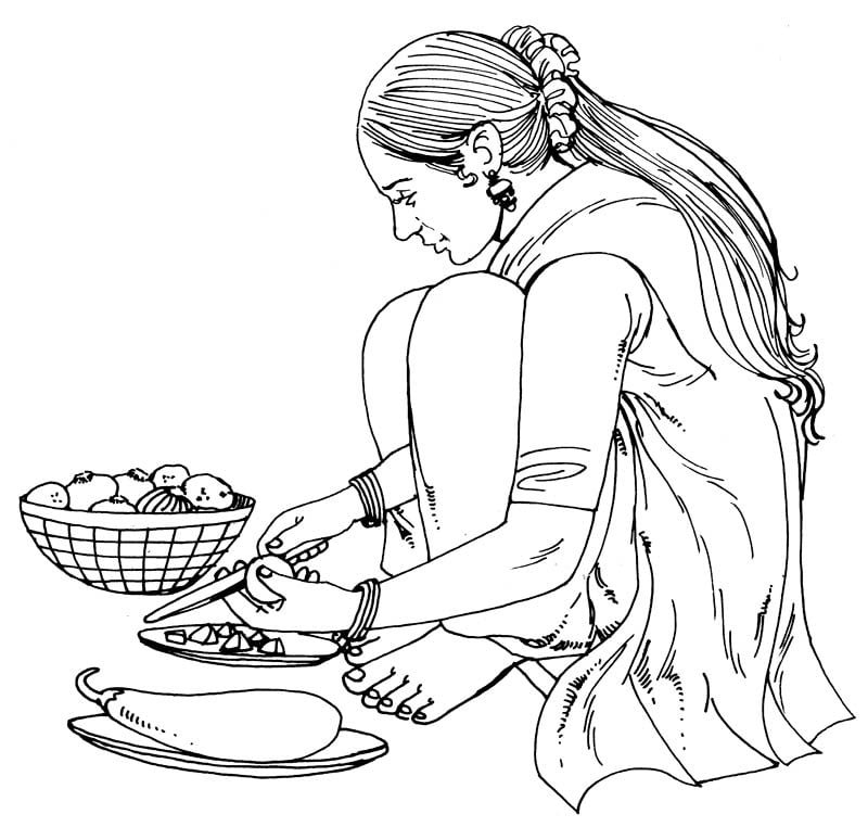 girl cutting vegetables