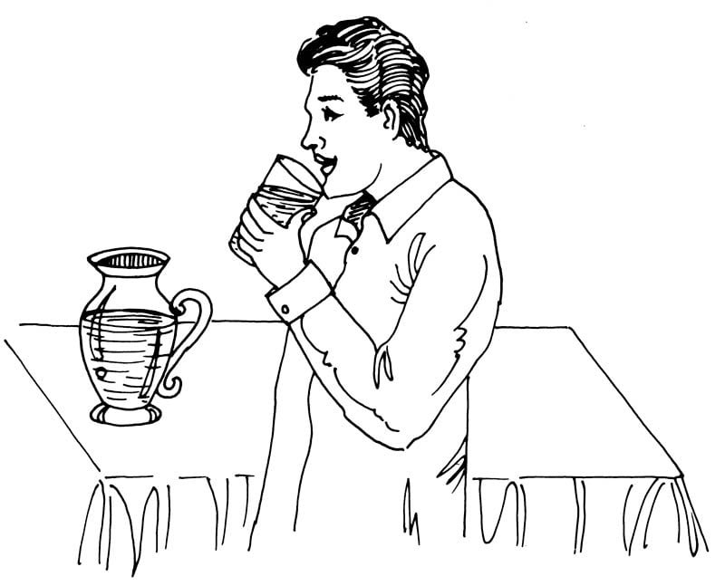man drinking juice