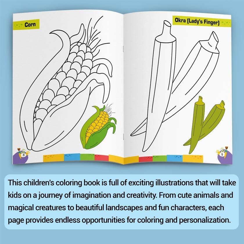 Vegetables Colouring Book | Colouring Books For Chidren | Kids Colouring Book - Image 9