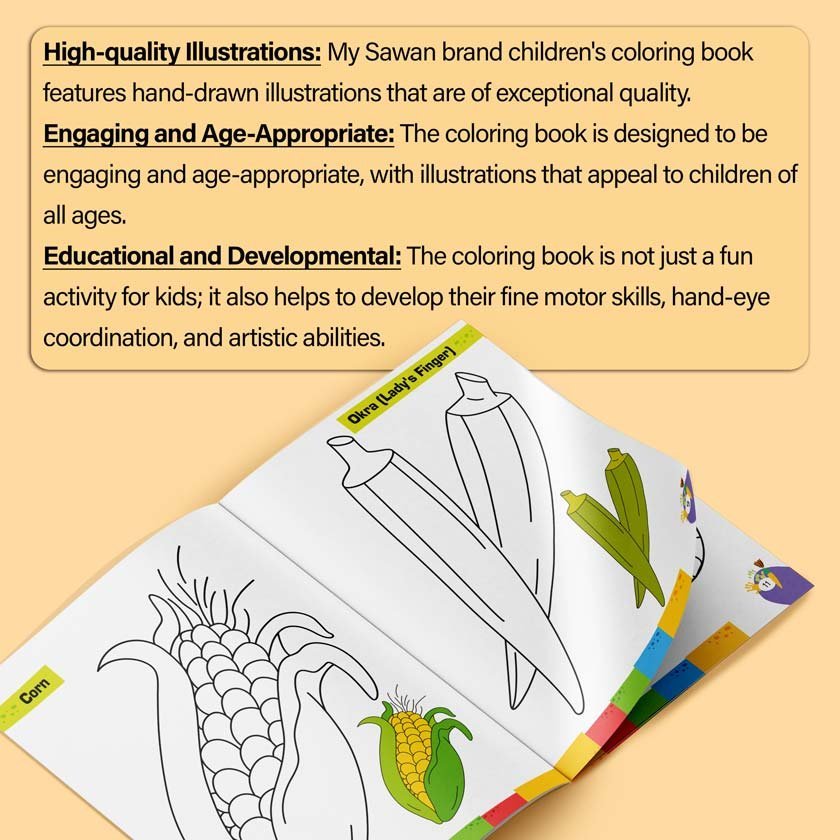 Vegetables Colouring Book | Colouring Books For Chidren | Kids Colouring Book - Image 8