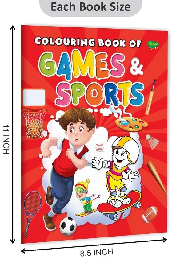 Colouring Book of Games & Sports | Colouring Boos For Children | Kids Colouring Book - Image 2