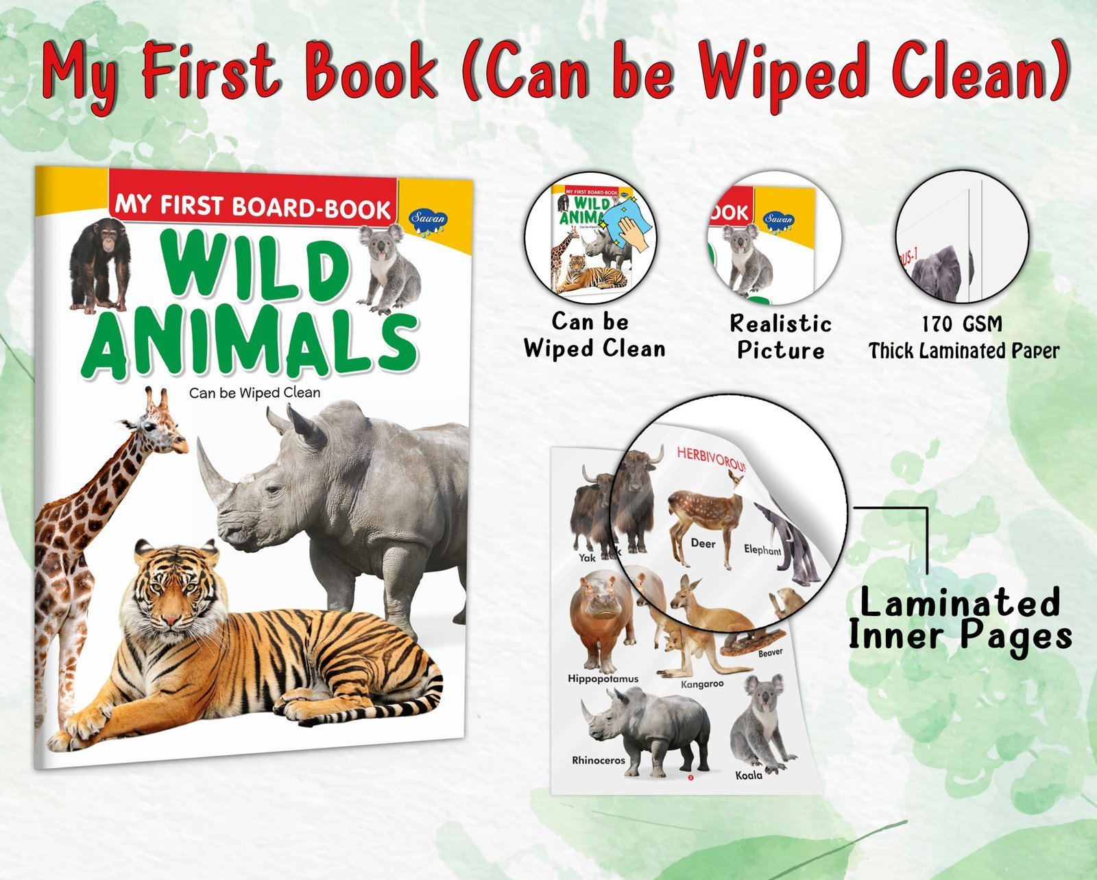 My First Book of Wild Animals | My First Book (Can be Wiped Clean) - Image 3