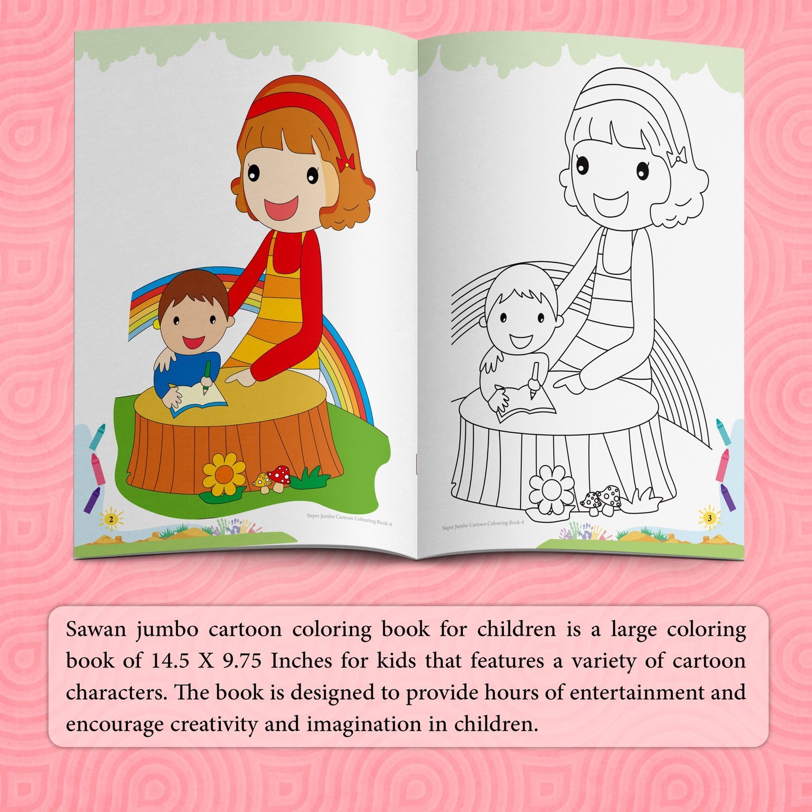 Super Jumbo Cartoon Colouring Book-4 | Super Jumbo Colouring Book - Image 3
