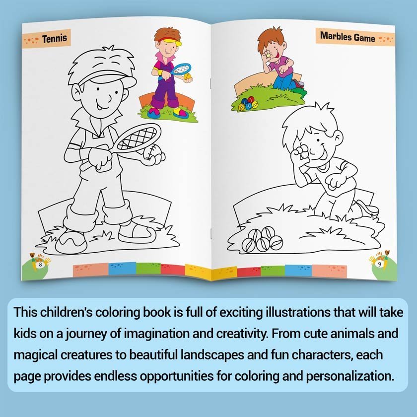 Colouring Book of Games & Sports | Colouring Boos For Children | Kids Colouring Book - Image 4