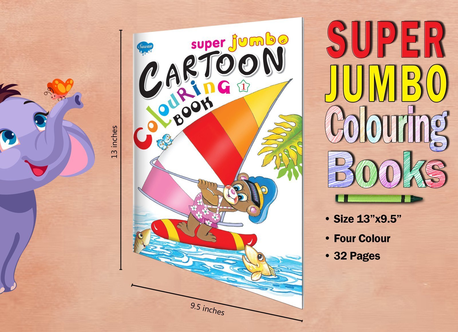 Super Jumbo Cartoon Colouring Book-1 | Super Jumbo Colouring Book - Image 7