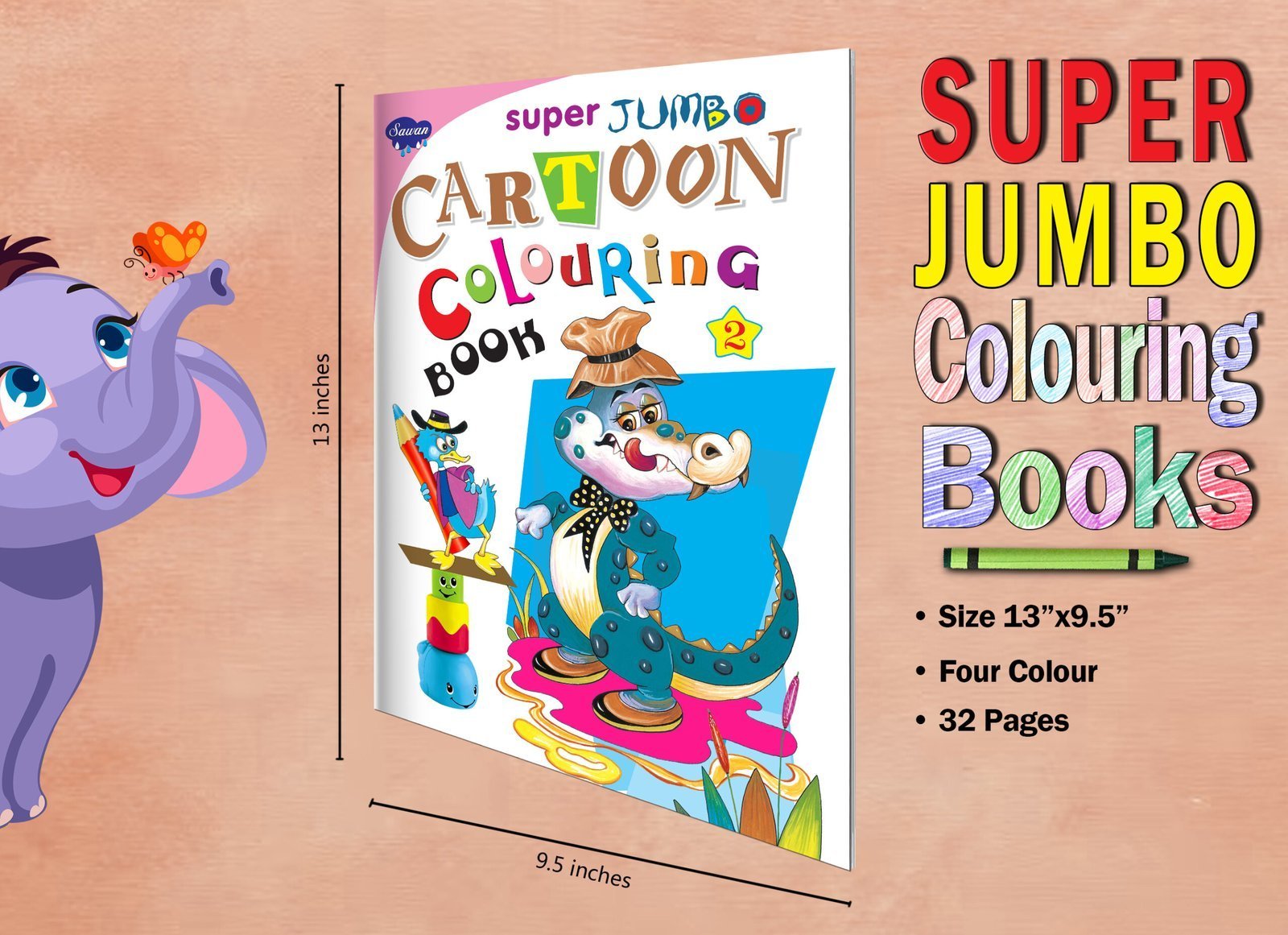 Super Jumbo Cartoon Colouring Book-2 | Super Jumbo Colouring Book - Image 7