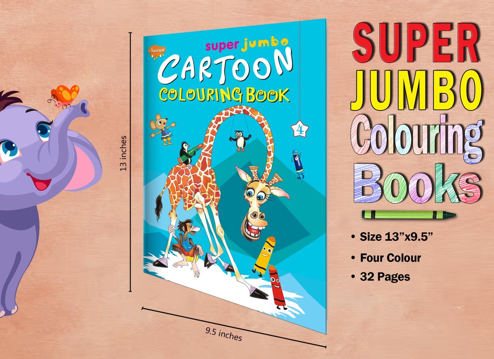 Super Jumbo Cartoon Colouring Book-4 | Super Jumbo Colouring Book - Image 7