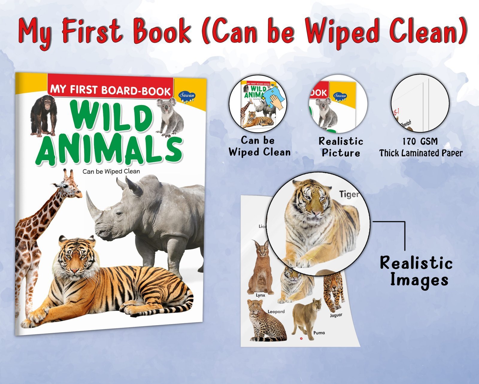 My First Book of Wild Animals | My First Book (Can be Wiped Clean) - Image 4