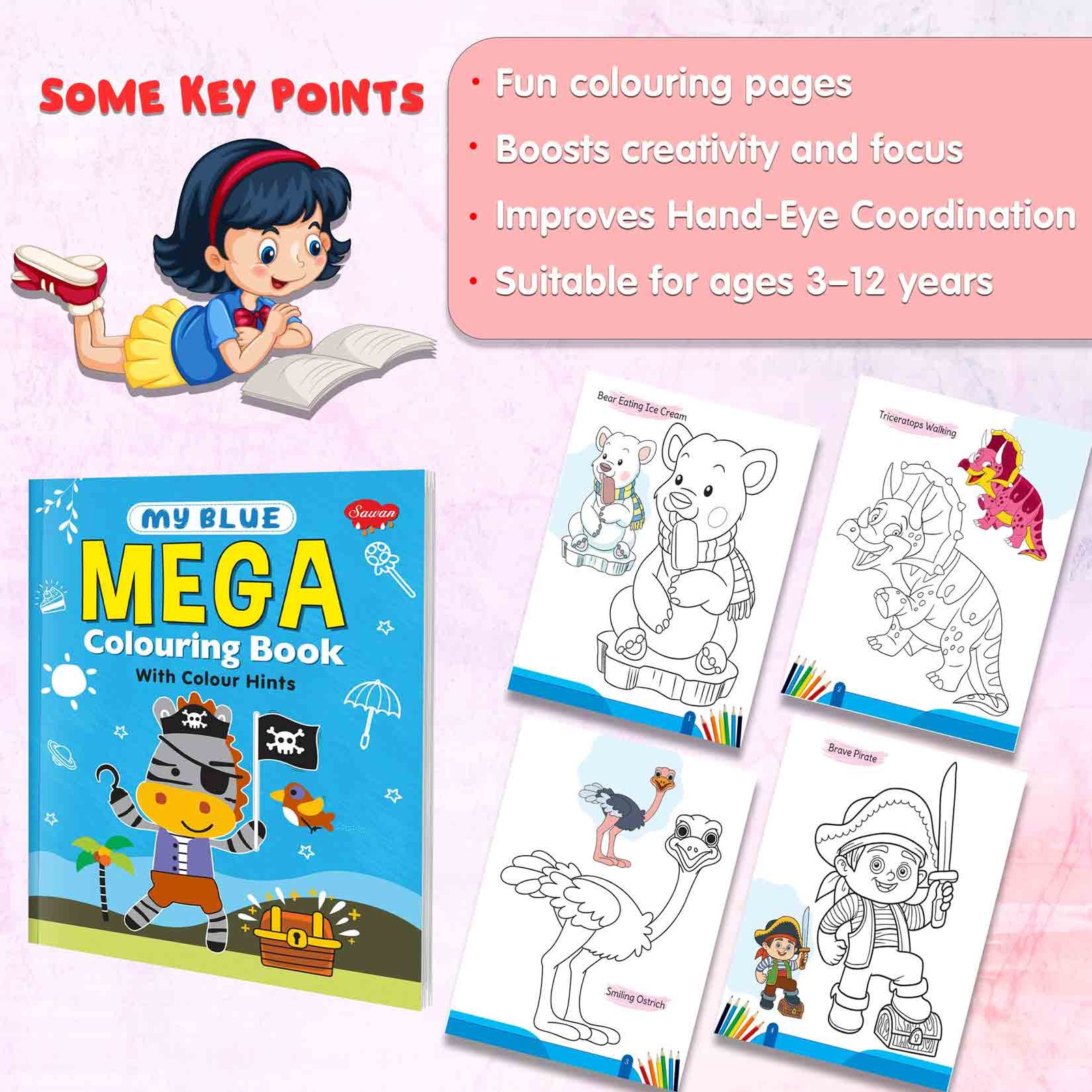 My Blue Mega Colouring Book - Image 3