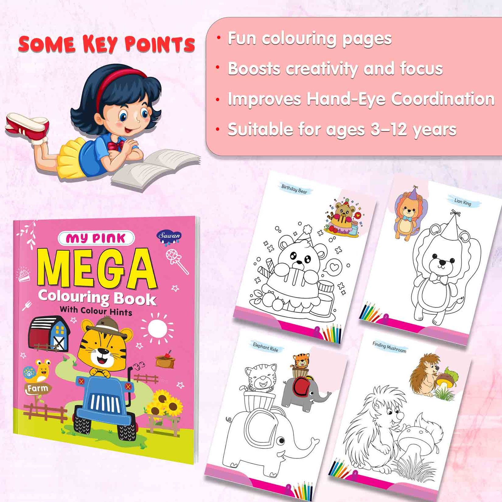 My Pink Mega Colouring Book - Image 2